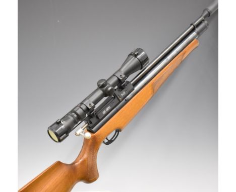 Air Arms S410 .22 PCP air rifle with chequered semi-pistol grip and forend, raised cheek piece, 10-shot magazine, sound moder