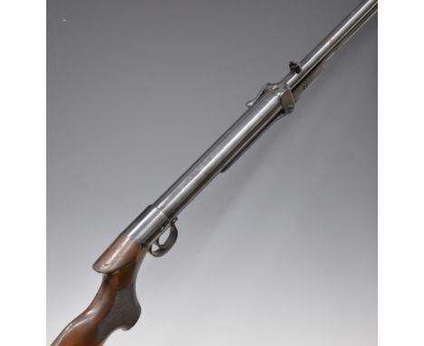 BSA Improved Model D .177 under-lever air rifle with chequered semi-pistol grip, adjustable trigger and sights and top marked