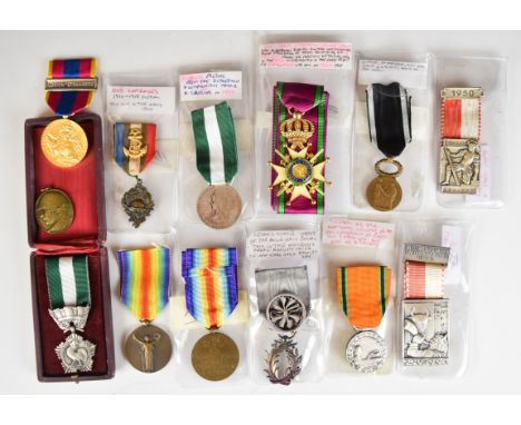 Ten various French medals including two WW1 Victory Medals, WW1 Old Comrades Medal, Order of the Academic Palms etc, together