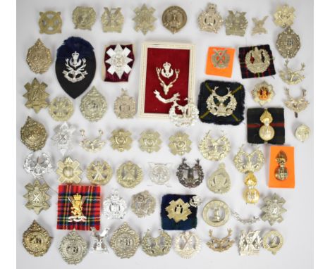 Collection of approximately 60 British Army Scottish Regiment badges including Argyll &amp; Sutherland, Highlanders, Highland