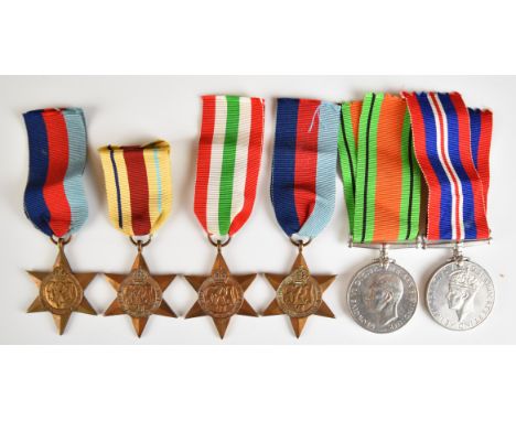 British Army WW2 medal group of five comprising 1939/1945 Star, Africa Star, Italy Star, Defence Medal and War Medal, attribu