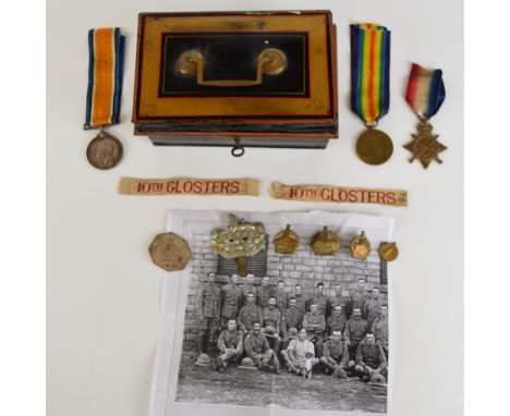 British Army WW1 medal trio comprising 1914/1915 Star, War Medal and Defence Medal named to 16029 Pte S Gascoigne, Gloucester