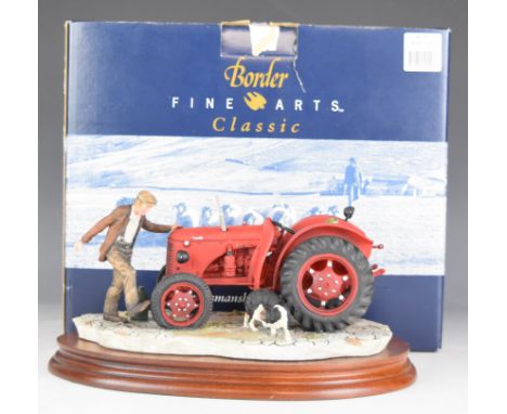 Border Fine Arts Society tractor model 'Kick Start' by Ray Ayres, boxed, height 15cm