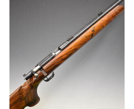 Anschutz Match 54 .22 bolt-action target rifle with shaped and chequered semi-pistol grip, adjustable butt plate, scope rails