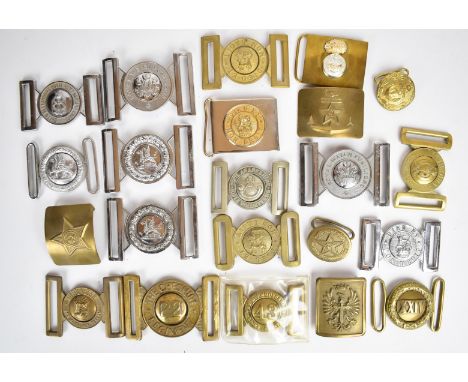 Collection of twenty two military belt buckles including 22nd Cheshire Regiment, 43rd Monmouthshire Light Infantry, 24th Regi
