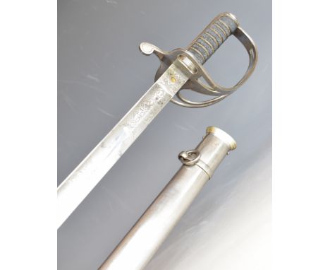 British Army Royal Artillery officer's sword with three bar hilt, shagreen and wire grip, ricasso marked Robert Mole &amp; So