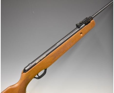 Milbro Sportsman .22 air rifle with semi-pistol grip and adjustable sights, serial number 1721229955122231G, in original box 