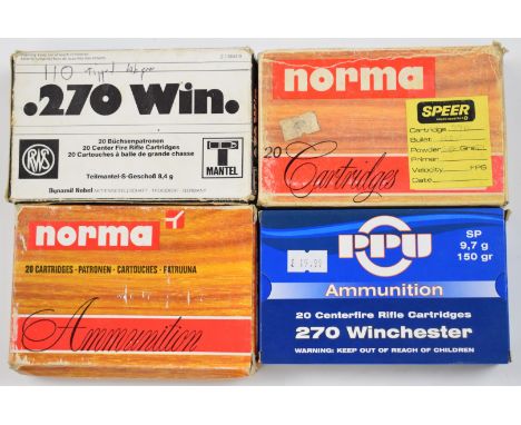 Eighty .270 Winchester Norma and PPU rifle cartridges, all in original boxes.&nbsp;PLEASE NOTE THAT A VALID RELEVANT FIREARMS