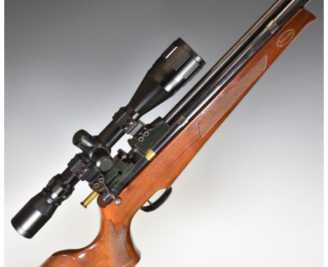 Titan/ Falcon .22 bolt-action PCP air rifle, probably by John Bowkett, with two 8-shot magazines, adjustable trigger, sound m