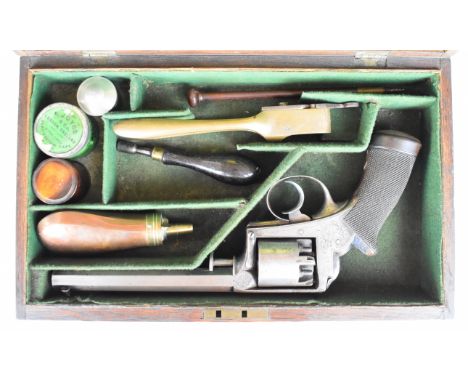 Deane Adams and Deane 54 bore five-shot semi-hammerless revolver with engraved trigger guard and butt plate, chequered grip, 