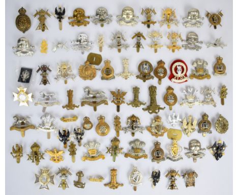 Collection of approximately 70 British Cavalry Regiment badges including 11th Hussars, Light Dragoons, 3rd Hussars, 4th Hussa