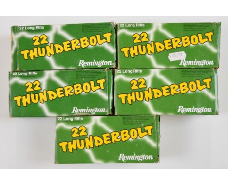 Two-thousand-five-hundred .22 Remington Thunderbolt rifle cartridges, all in original boxes.  PLEASE NOTE THAT A VALID RELEVA