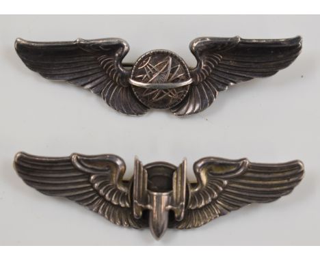 WW2 era US Army Air Force Bombardier Wings and Ariel Gunners Wings, both stamped stirling to reverse