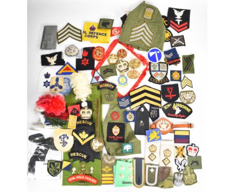 Large collection of approximately 100 military insignia including Army, Royal Navy and Royal Air Force, etc, rank insignia, t