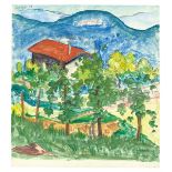 Hermann Hesse. Haus mit rotem Dach in Berglandschaft. 1928