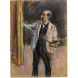 Max Liebermann. „Selbstbildnis, stehend an der Staffelei nach links“. 1902