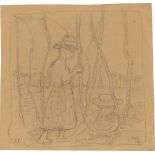 Paula Modersohn-Becker. „Kompositionsstudie: Zwei sitzende [sic!] Kinder zwischen Birkenst…. 1902/03