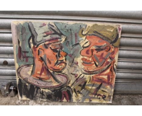 G. R. M. (XX).  An impressionist head and shoulder study of two clowns. Signed with initials lower right, oil on canvas, unfr