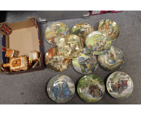 A COLLECTION OF WEDGWOOD WIND IN THE WILLOWS CABINET PLATES TOGETHER WITH A THREE PIECE PRICE KENSINGTON TEA SERVICE