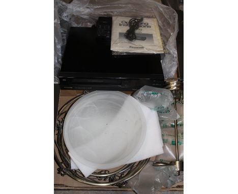 VHS PANASONIC RECORDER TOGETHER WITH A QUANTITY OF LIGHT FITTINGS, SHADES ETC