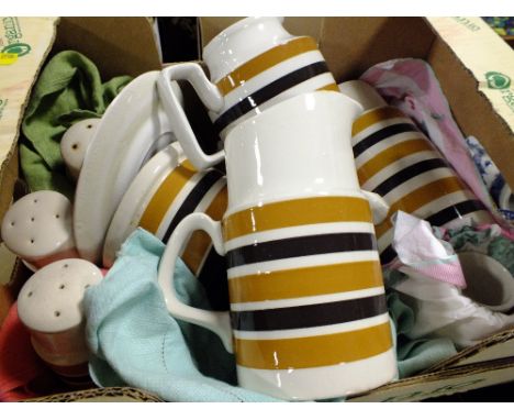 TWO BOXES OF CERAMIC JUGS AND BRACKEN POTTERY