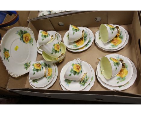 A TRAY OF ROYAL STANDARD HARRY WHEATCROFT PART TEA SERVICE 