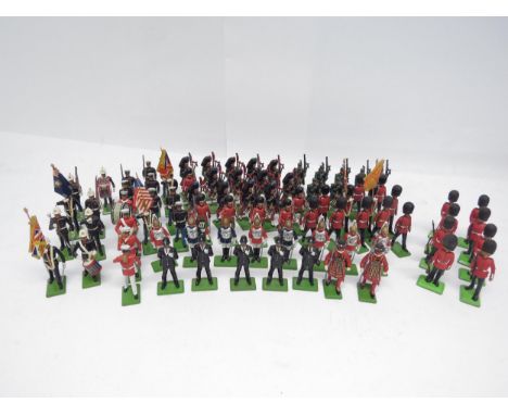 A collection of loose Britains lead figures including Highlanders, Blackwatch Pipers, US Marines, Life Guards etc. Together w