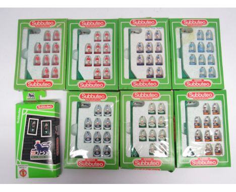 A collection of boxed Subbuteo table football teams, c.1980s-1990s, to include 1995 Mancester United 2nd, 659 Coventry City F