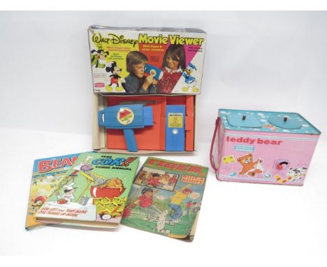 A group of mixed vintage toys to include Chad Valley Hoovermatic tinplate twin tub washing machine, boxed Walt Disney Movie V
