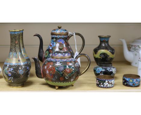 Eight pieces of cloisonne enamel
