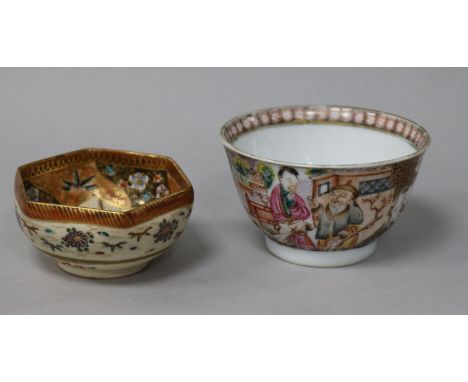 A Satsuma bowl and a Chinese enamel cup