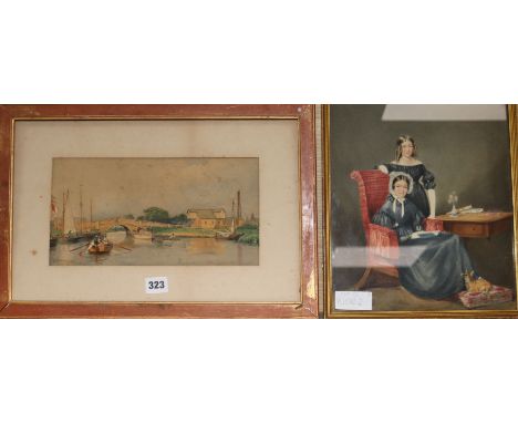 Victorian SchoolwatercolourPortrait of mother and child And a river landscape signed C H Harrison31 x 26cm, 15 x 29cm