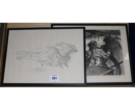Peter Coldfieldlithograph'Adieu !" signed in pencil, 11 x 14in. and another print