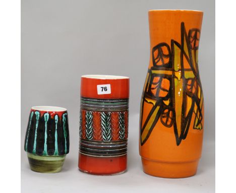 Three Poole pottery Delphis vases
