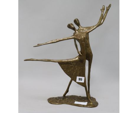 A late 20th century bronze of dancers