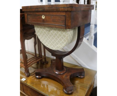 An early Victorian mahogany card and work table, W.50cm