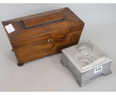 A tea caddy and 1920's music box