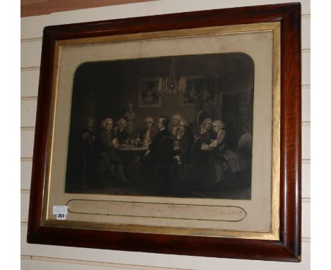 A 19th century lithographA literary party at Sir Joshua Reynolds'Inscribed with the names of the dinersOverall 53 x 66cm