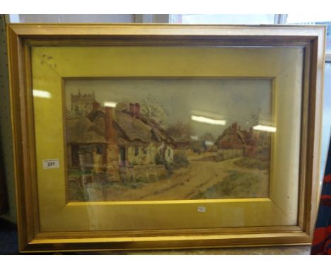 A 19th Century watercolour signed by R Wane, depicting thatched roof cottages in landscape.