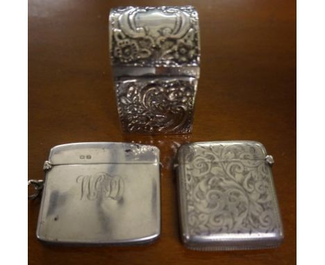 An unusual 925 stamped sterling silver rectangular lidded trinket box, together with two further Birmingham hallmarked silver