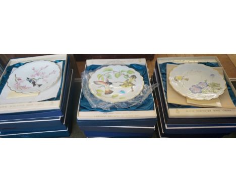 A collection of Royal Worcester 'The Birds of Dorothy Doughty' desert plates, including 'Dive-winged Sivas and Bamboo', 1976,