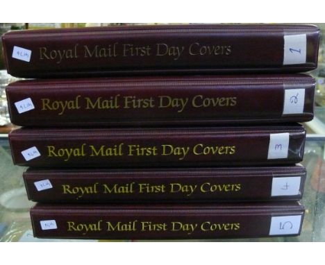 Five albums centenary large quantity of first day covers.
