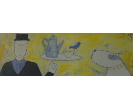 Annora Spence (b. 1963)- 'Afternoon Tea', signed limited edition colour lithograph, no. 48/225, approx 17x41cm, framed.