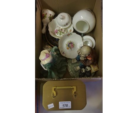 A mixed lot of assorted items to include a Royal Doulton figurine, assorted ceramics, mantel clock etc.