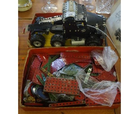 A Vintage boxed set of Meccano items with instruction manuals, also a later Meccano truck.