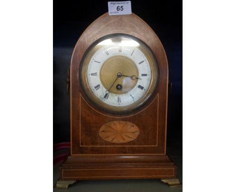 A Hamilton & Inches of Edinburgh Edwardian inlaid mahogany lancet top mantel clock.