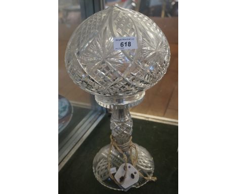 An impressive and cut glass mushroom lamp