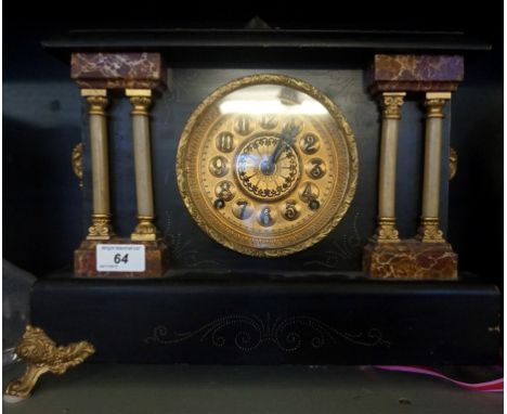 An early 20th Century hardwood marble style mantel clock.