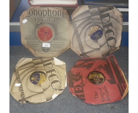 A 78 rpm record 'Address to Boy Scouts', by Sir Robert Baden-Powell, 'White Christmas' by Vera Lynn, 'Mule Train' by Bing Cro