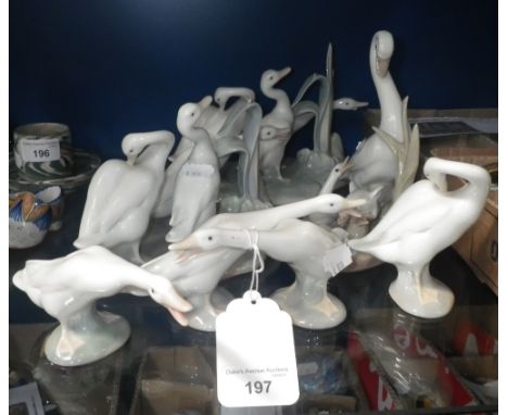 A collection of Lladro geese